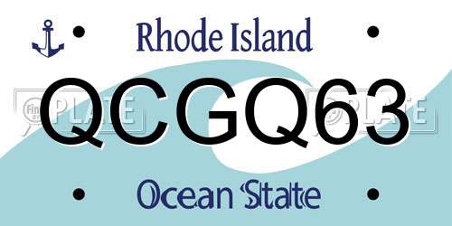 QCGQ63 Rhode Island License Plate