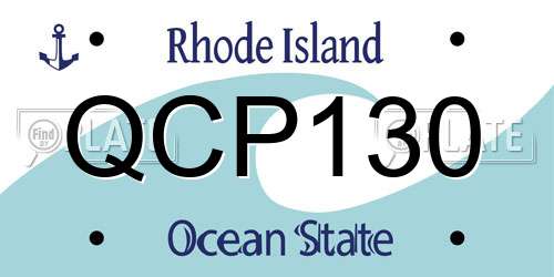 QCP130 Rhode Island License Plate
