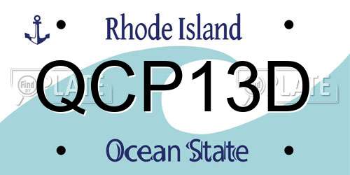 QCP13D Rhode Island License Plate