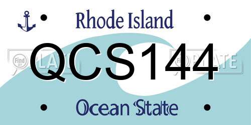 QCS144 Rhode Island License Plate