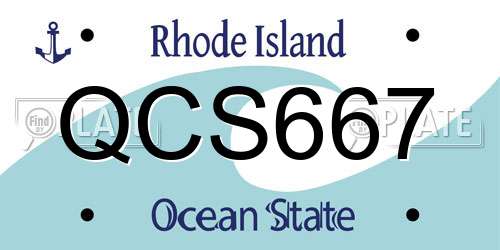 QCS667 Rhode Island License Plate