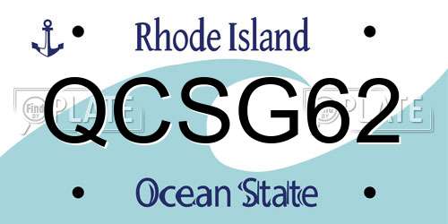QCSG62 Rhode Island License Plate