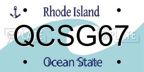 QCSG67 Rhode Island License Plate