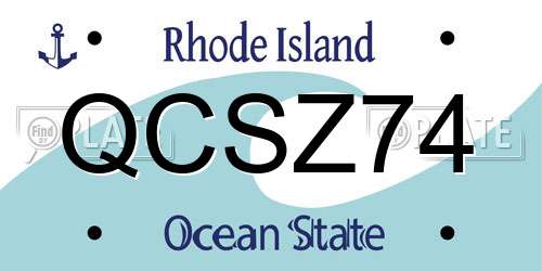 QCSZ74 Rhode Island License Plate