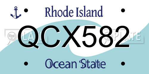 QCX582 Rhode Island License Plate