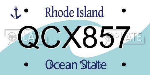 QCX857 Rhode Island License Plate