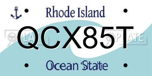 QCX85T Rhode Island License Plate