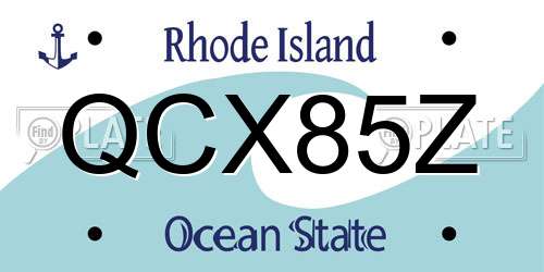 QCX85Z Rhode Island License Plate