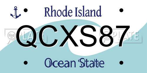 QCXS87 Rhode Island License Plate