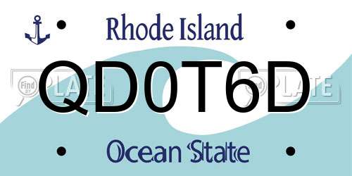 QD0T6D Rhode Island License Plate