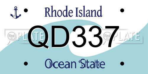 QD337 Rhode Island License Plate