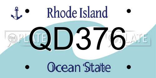 QD376 Rhode Island License Plate