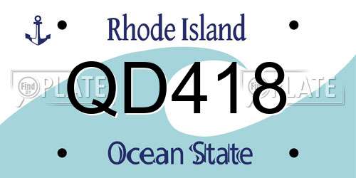 QD418 Rhode Island License Plate