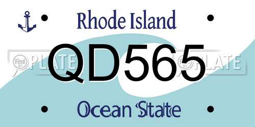 QD565 Rhode Island License Plate