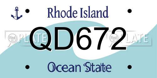 QD672 Rhode Island License Plate