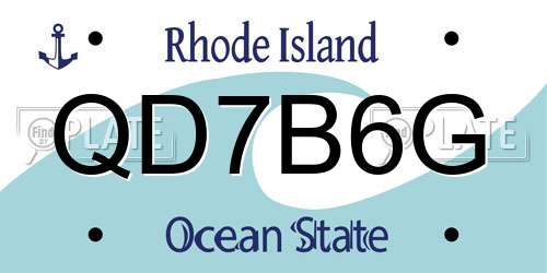 QD7B6G Rhode Island License Plate