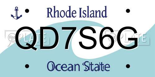 QD7S6G Rhode Island License Plate