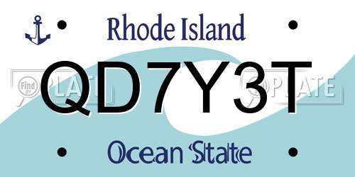 QD7Y3T Rhode Island License Plate