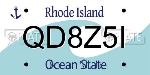 QD8Z5I Rhode Island License Plate