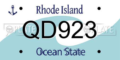 QD923 Rhode Island License Plate