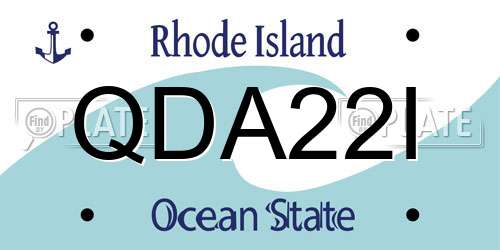 QDA22I Rhode Island License Plate