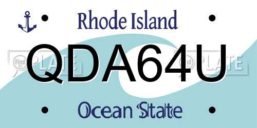 QDA64U Rhode Island License Plate