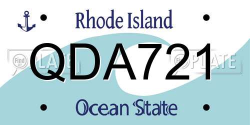 QDA721 Rhode Island License Plate
