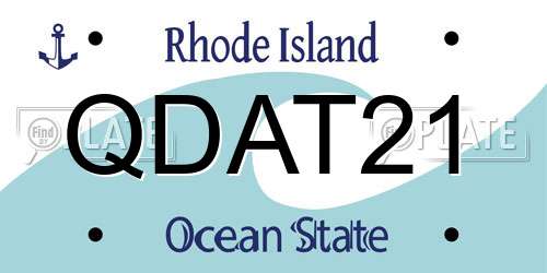QDAT21 Rhode Island License Plate
