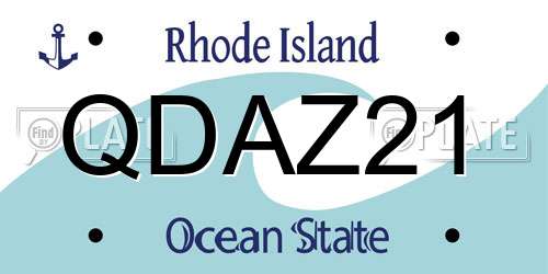 QDAZ21 Rhode Island License Plate