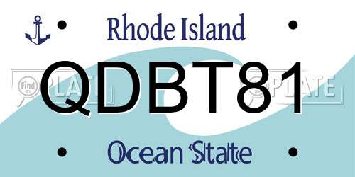 QDBT81 Rhode Island License Plate
