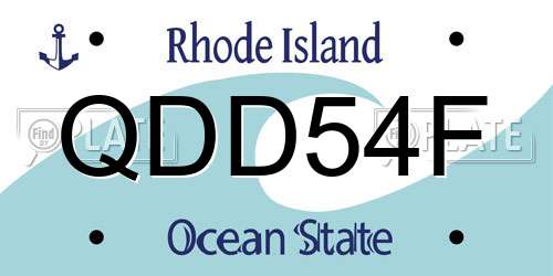 QDD54F Rhode Island License Plate