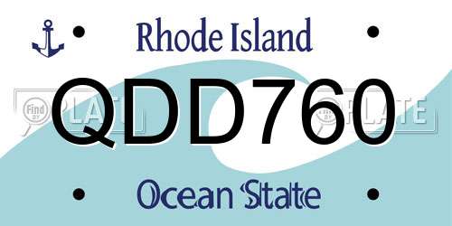 QDD760 Rhode Island License Plate