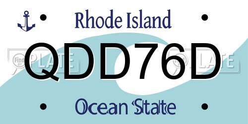 QDD76D Rhode Island License Plate