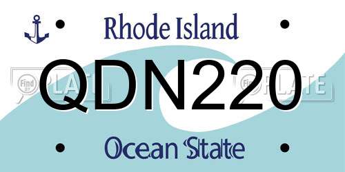 QDN220 Rhode Island License Plate