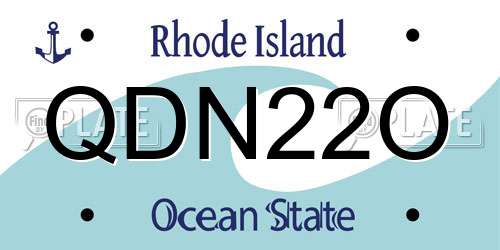 QDN22O Rhode Island License Plate