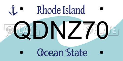 QDNZ70 Rhode Island License Plate