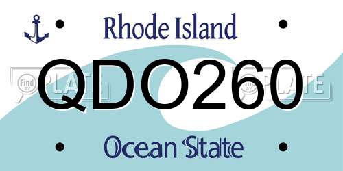 QDO260 Rhode Island License Plate