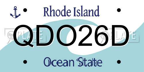 QDO26D Rhode Island License Plate