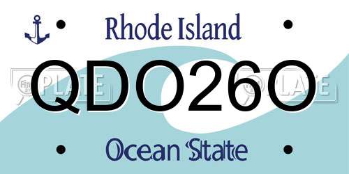 QDO26O Rhode Island License Plate