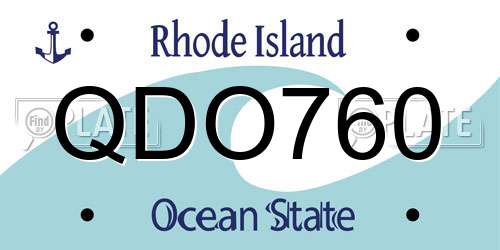 QDO760 Rhode Island License Plate