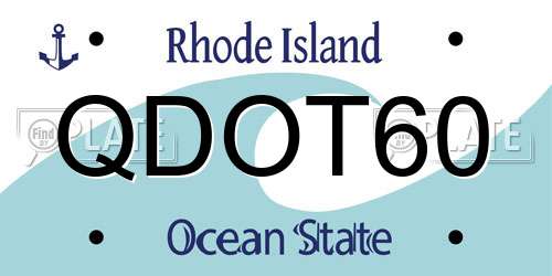 QDOT60 Rhode Island License Plate