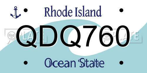 QDQ760 Rhode Island License Plate