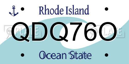 QDQ76O Rhode Island License Plate