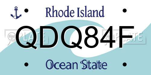 QDQ84F Rhode Island License Plate