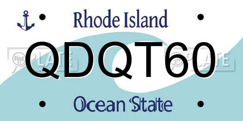 QDQT60 Rhode Island License Plate