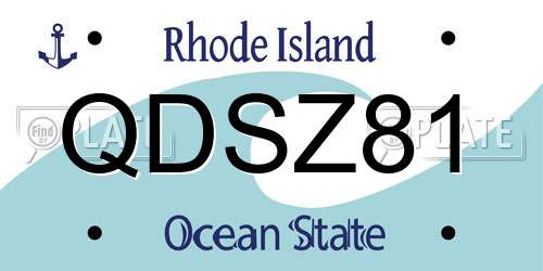 QDSZ81 Rhode Island License Plate