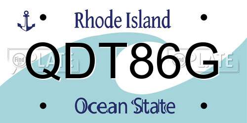 QDT86G Rhode Island License Plate