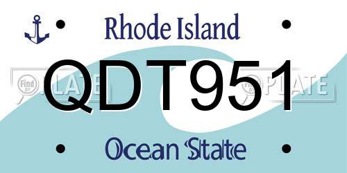 QDT951 Rhode Island License Plate