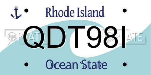 QDT98I Rhode Island License Plate