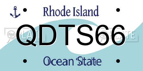 QDTS66 Rhode Island License Plate